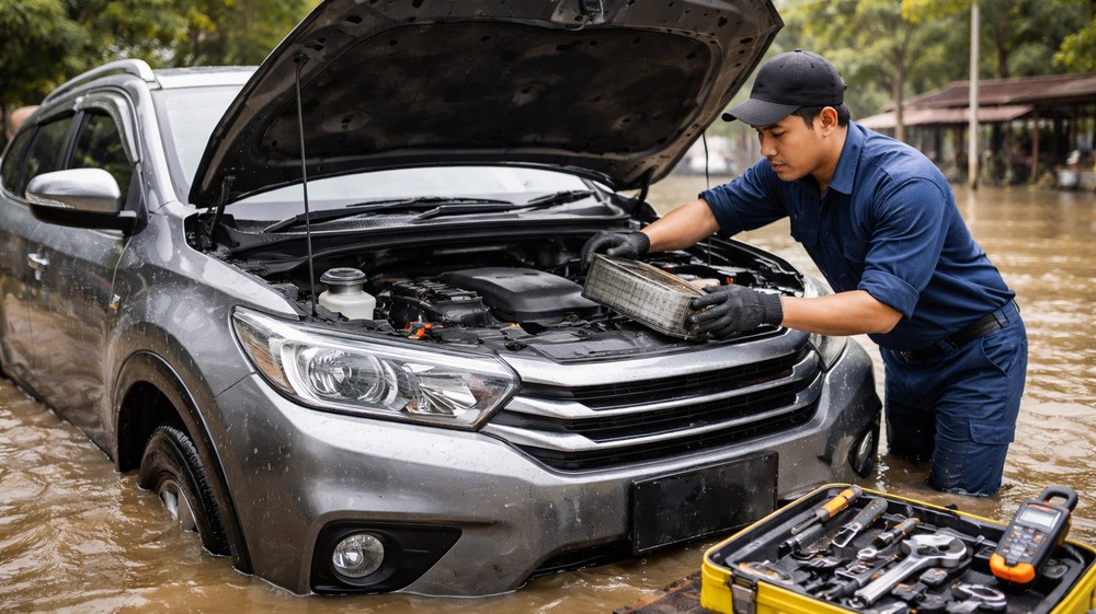 Wajib Tahu! Cara Menyelamatkan Mobil Setelah Dipakai Saat Banjir