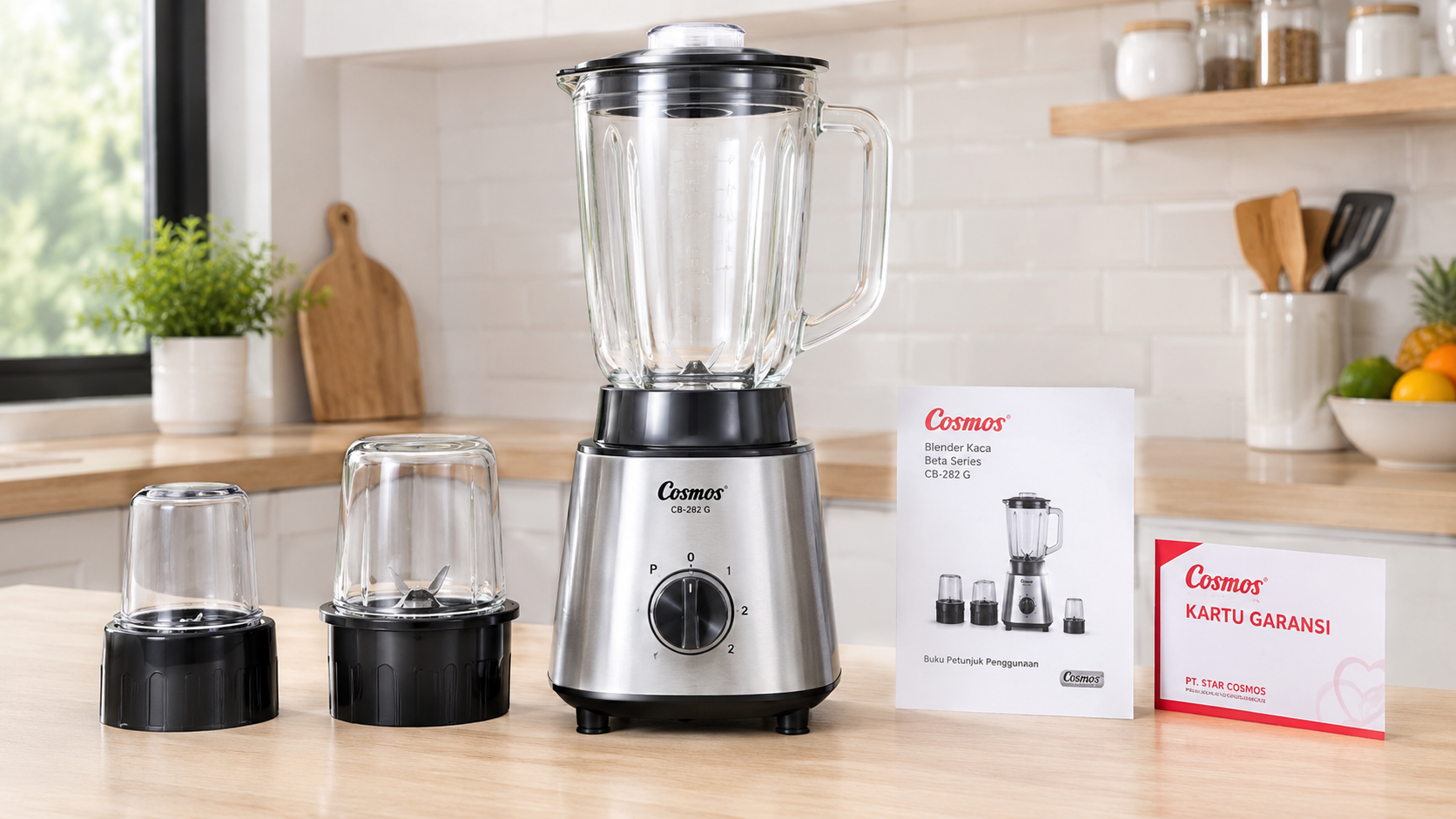 Cosmos CB-282 G 2 Liter, Blender Kaca Beta Series dengan Dry Mill dan Wet Mill