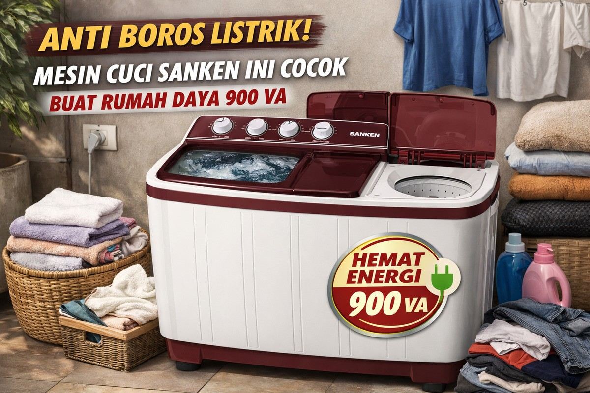 Anti Boros Listrik! Mesin Cuci Sanken Ini Cocok Buat Rumah Daya 900 VA