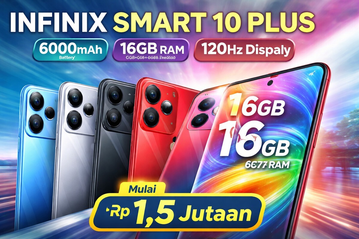 Infinix Smart 10 Plus Andalkan RAM Besar dan Storage Lega