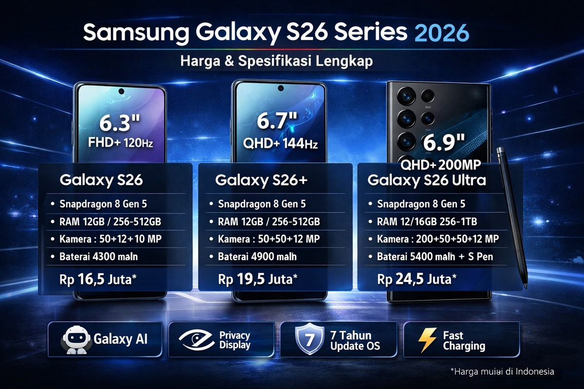 Ini Dia Spesifikasi Lengkap Galaxy S26 Series 2026