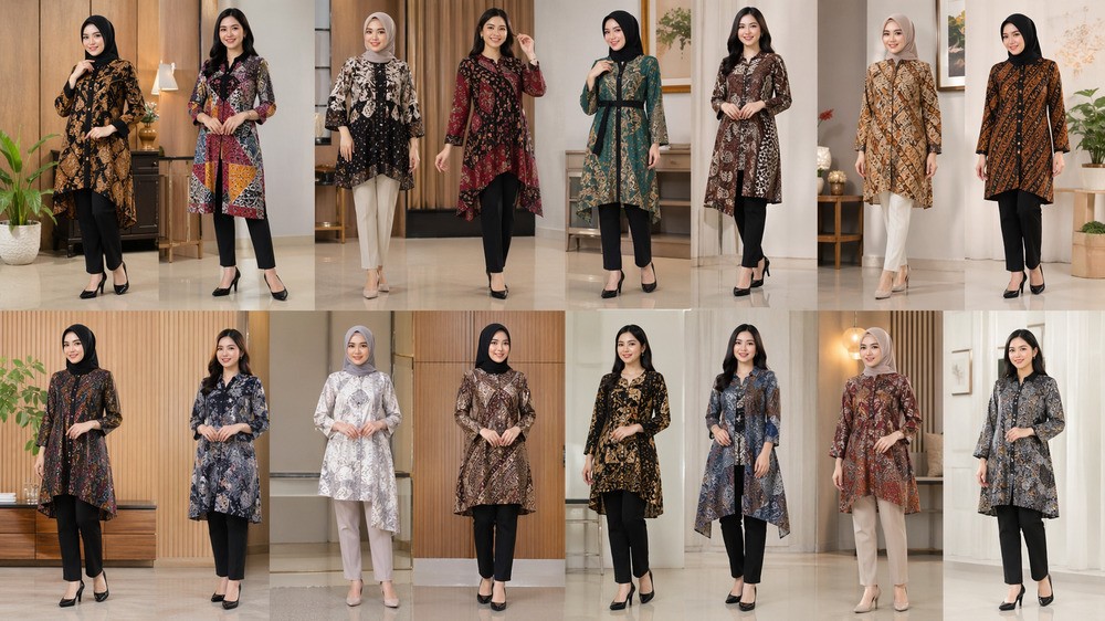 15 Desain Tunik Batik Kantoran yang Cocok untuk Wanita Karier