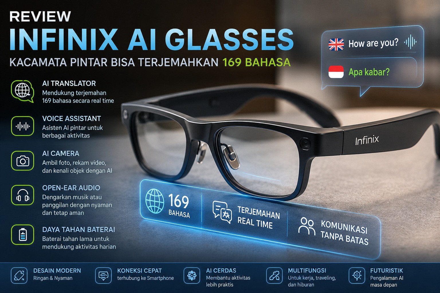 Infinix AI Glasses Resmi Diperkenalkan, Fitur AI dan Terjemahan Instan Jadi Andalan