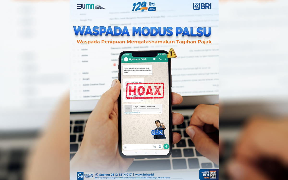 BRI Imbau Masyarakat Waspadai Modus Penipuan Tagihan Pajak Berformat APK