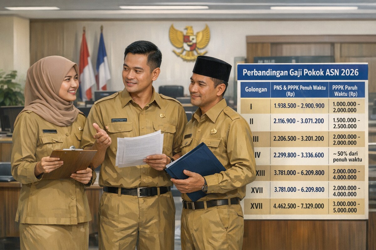 Berlaku Maret 2026: Ini Perbandingan Gaji  PNS, PPPK, dan Paruh Waktu