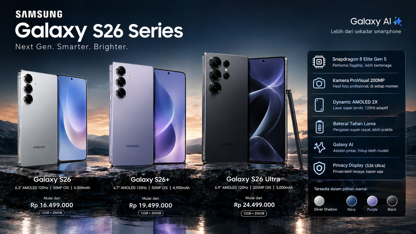 Samsung Galaxy S26 Series Andalkan Galaxy AI dan Kamera ProVisual