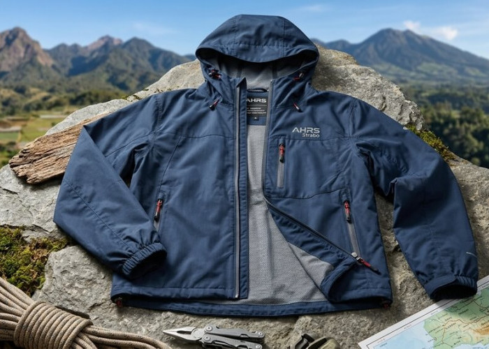 AHRS Strabo Windbreaker, Jaket Polyester dengan Karakter Moto Styling