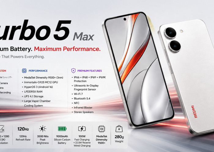 HP Redmi Turbo 5 Max Hadir dengan Kombinasi Performa dan Baterai Jumbo