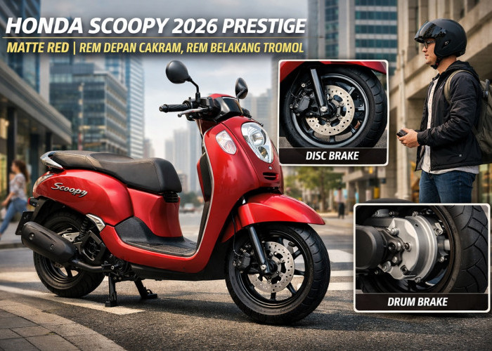 Honda Scoopy 2026 Prestige Masih Andalkan Rem Tromol Belakang, Bukan Cakram