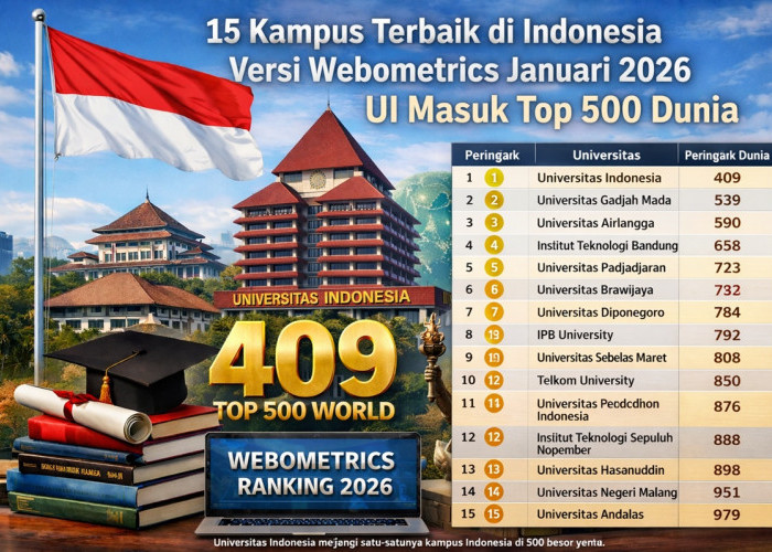 15 Kampus Terbaik di Indonesia Versi Webometrics Januari 2026, UI Tembus 500 Dunia