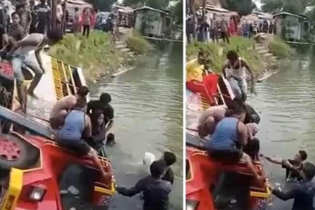 Viral Video Odong-odong Penuh Bocah Nyemplung ke Sungai