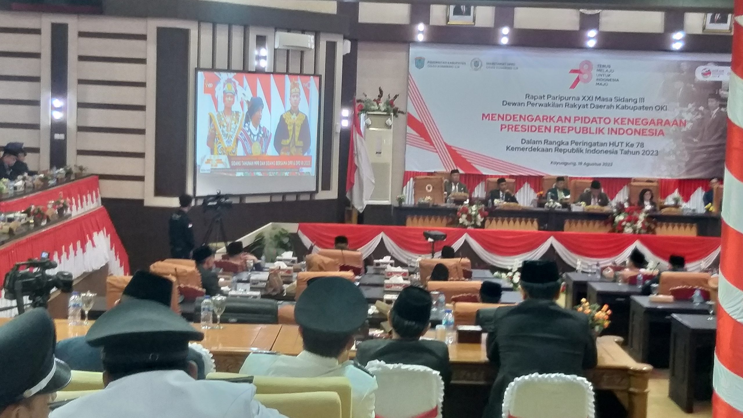 Peringati HUT RI ke 78, DPRD OKI Gelar Live Streaming Pidato Kenegaraan Presiden Jokowi