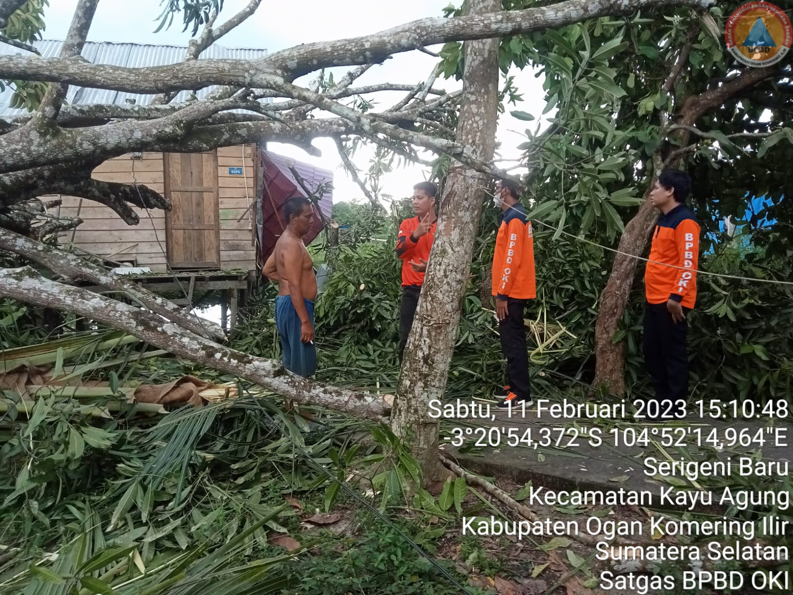 Banjir dan Angin Ribut Hantam Serigeni Baru OKI, Banyak Rumah Rusak Satgas BPBD Terjun Kelapangan