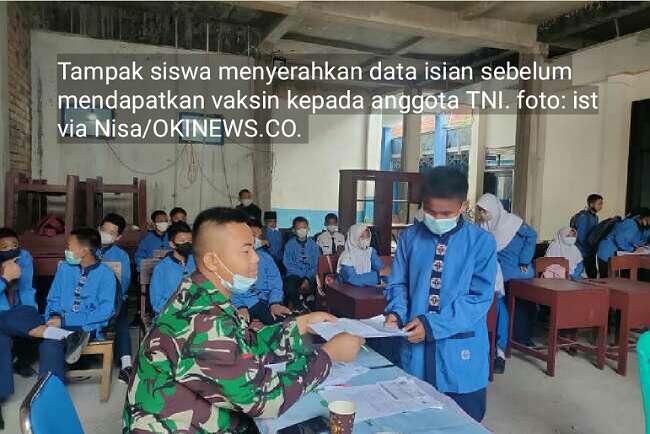 Serbuan Vaksin TNI di OKI Dalam 2 Hari, Target 855 Siswa
