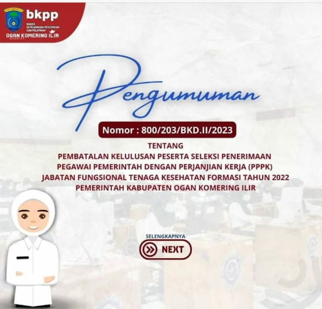 Kelulusan P3K Tenaga Kesehatan Dibatalkan, Apa Sebabnya Begini Alasan BKPP OKI ?